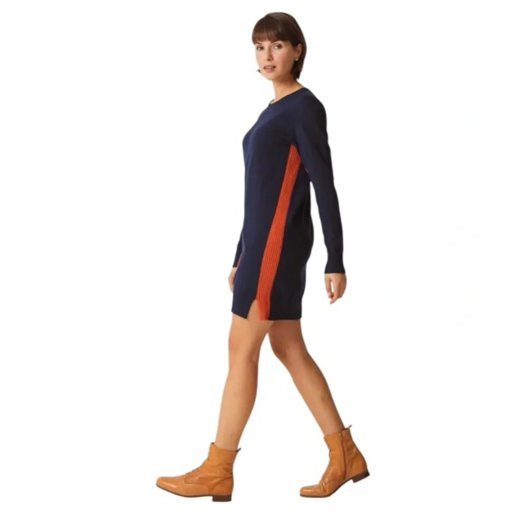 NWT SKFK Domeka Navy Organic Cotton Colorblock Sweater Dress Size 14